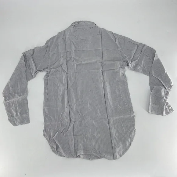 Abercrombie & Fitch Women's White Gray Striped Long Sleeve Button-Up Shirt Sz S - Picture 2 of 8